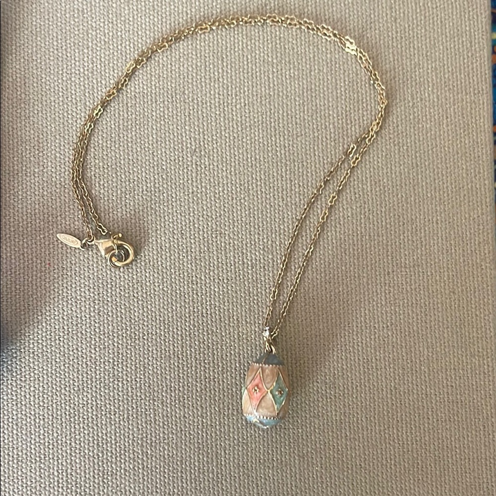 Gold Avon Egg Pendant Necklace